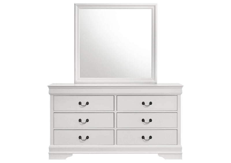 202443M Louis Philippe 6-drawer Dresser and Mirror White