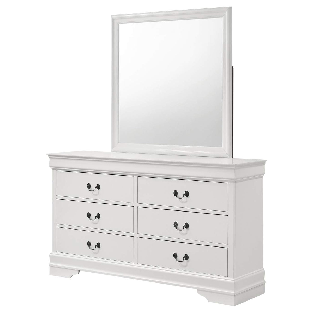202443M Louis Philippe 6-drawer Dresser and Mirror White