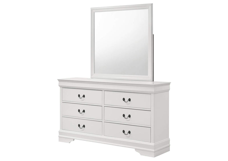 202443M Louis Philippe 6-drawer Dresser and Mirror White