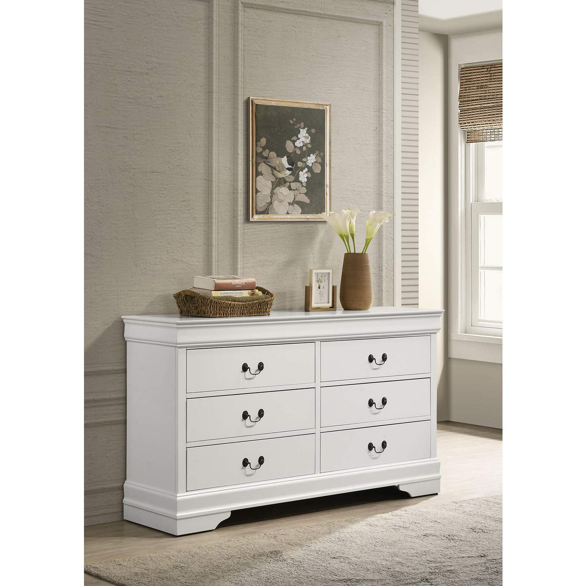 202443 Louis Philippe 6-drawer Dresser White