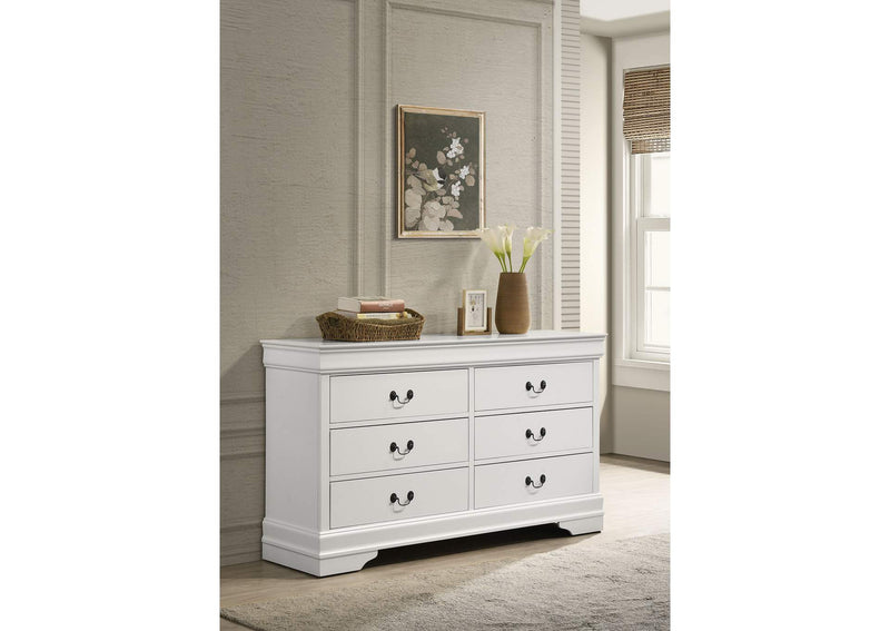 202443 Louis Philippe 6-drawer Dresser White
