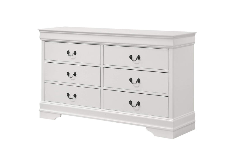 202443 Louis Philippe 6-drawer Dresser White