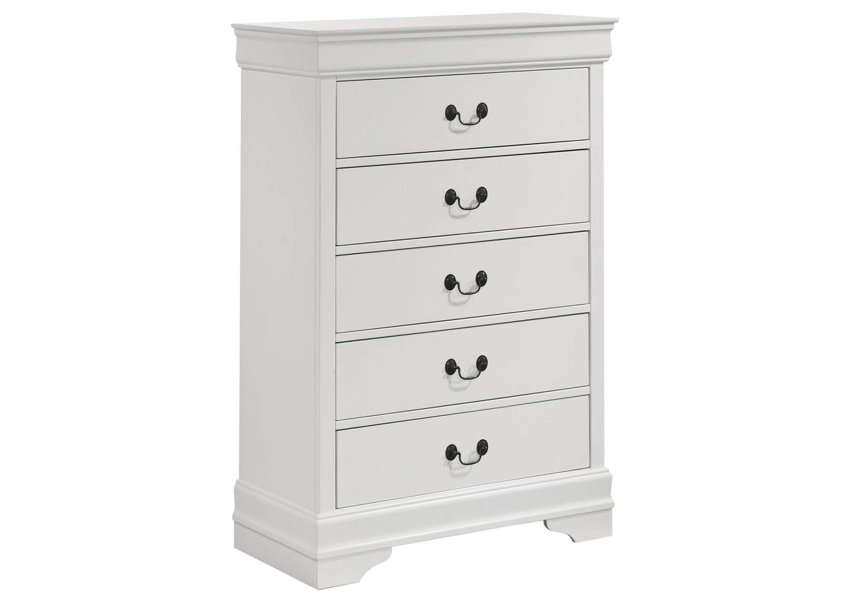 202445 Louis Philippe 5-drawer Bedroom Chest White
