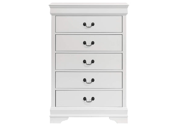 202445 Louis Philippe 5-drawer Bedroom Chest White