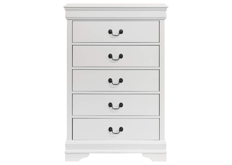 202445 Louis Philippe 5-drawer Bedroom Chest White