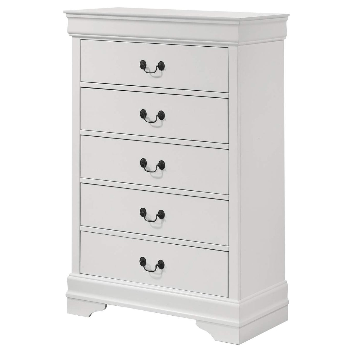 202445 Louis Philippe 5-drawer Bedroom Chest White