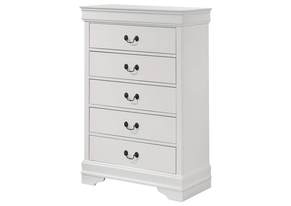 202445 Louis Philippe 5-drawer Bedroom Chest White