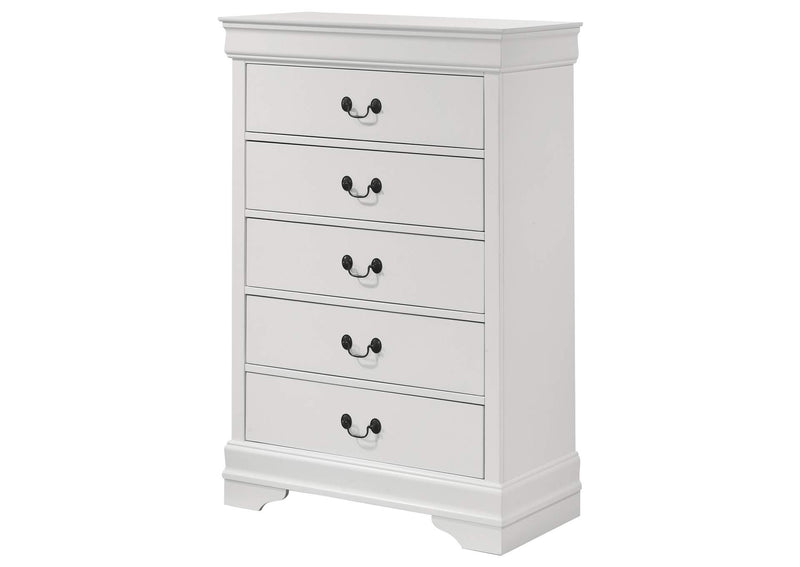 202445 Louis Philippe 5-drawer Bedroom Chest White