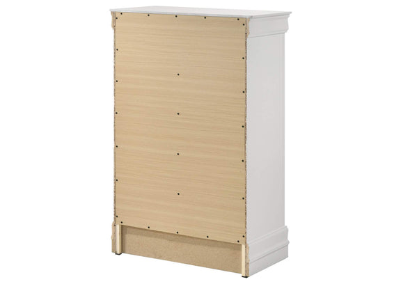 202445 Louis Philippe 5-drawer Bedroom Chest White