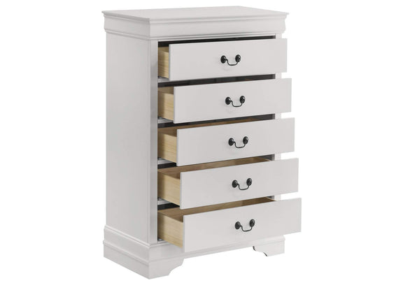 202445 Louis Philippe 5-drawer Bedroom Chest White