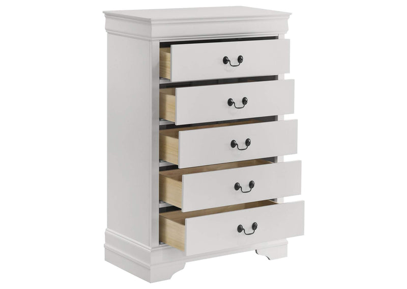 202445 Louis Philippe 5-drawer Bedroom Chest White