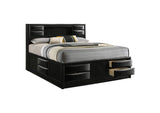 202701KE Briana Wood Eastern King Storage Bookcase Bed Black