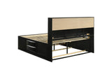 202701KW Briana Wood California King Storage Bookcase Bed Black