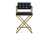 TOV-K3667 Director Black Performance Vegan Leather and Gold Steel Counter Stool