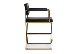 TOV-K3667 Director Black Performance Vegan Leather and Gold Steel Counter Stool
