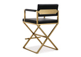 TOV-K3667 Director Black Performance Vegan Leather and Gold Steel Counter Stool