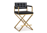 TOV-K3667 Director Black Performance Vegan Leather and Gold Steel Counter Stool