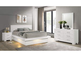 Jessica 4-piece Eastern King LED Bedroom Set Snow White