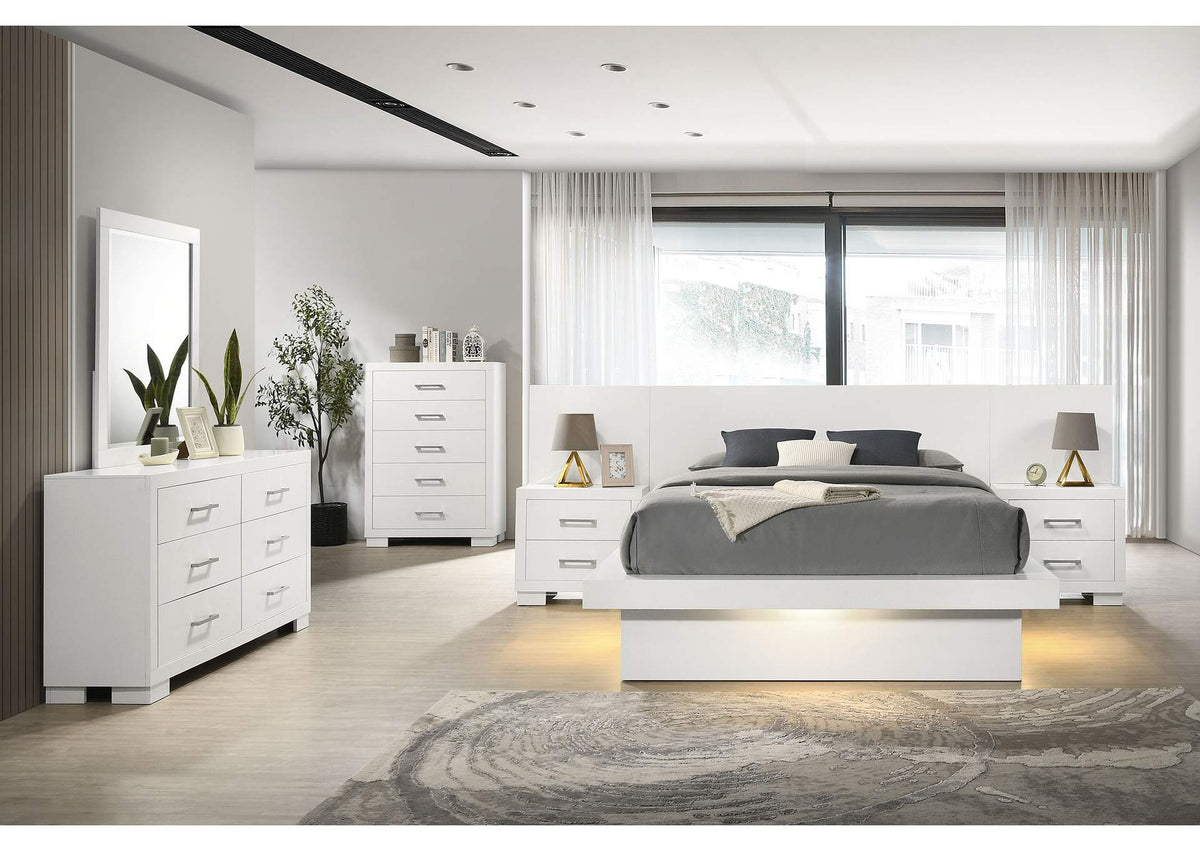 Jessica 6-piece Queen LED Bedroom Set Snow White