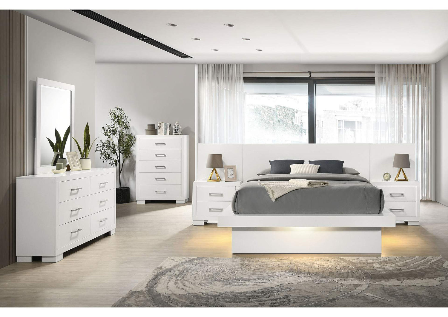 Jessica 6-piece Queen LED Bedroom Set Snow White