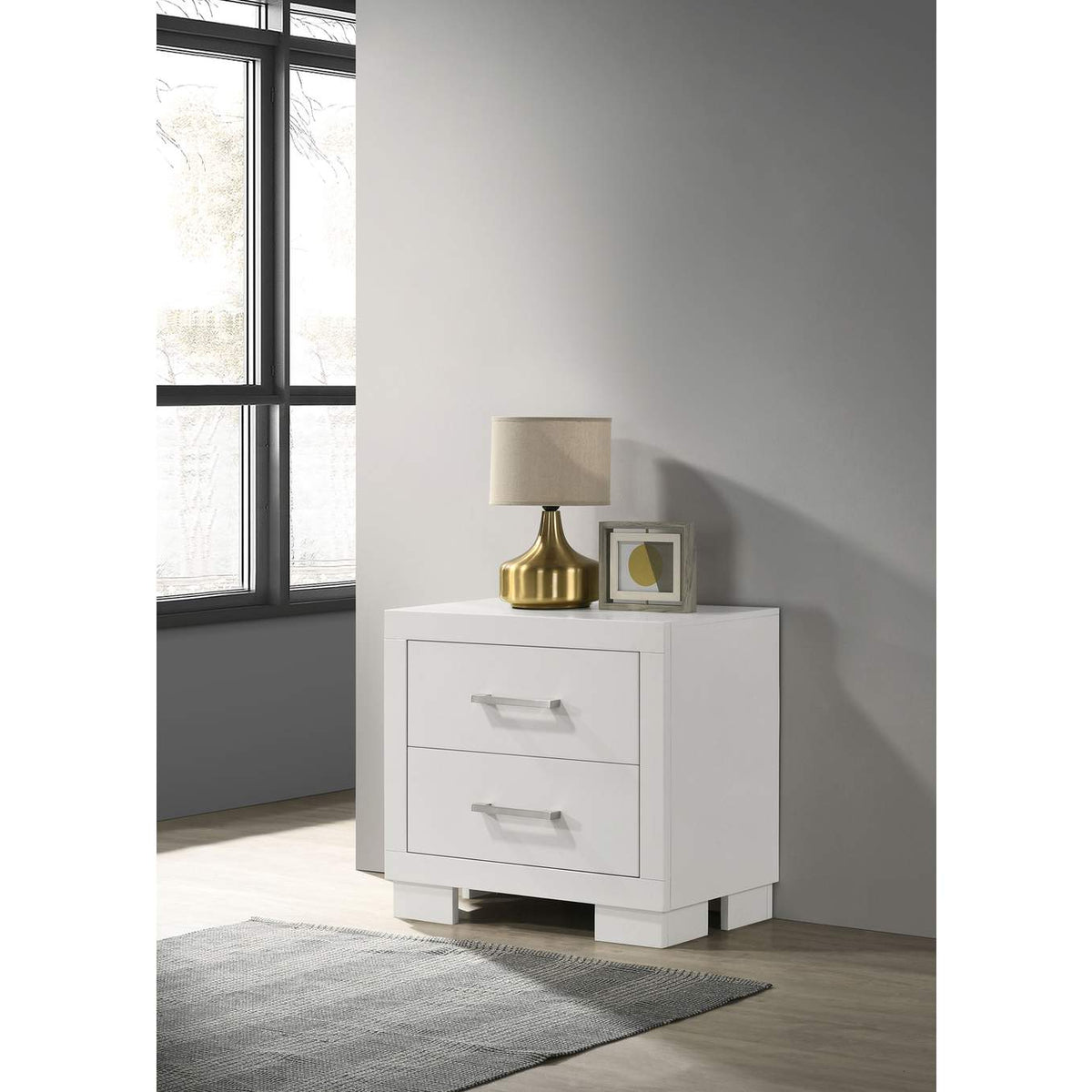 202992 Jessica 2-drawer Nightstand Snow White