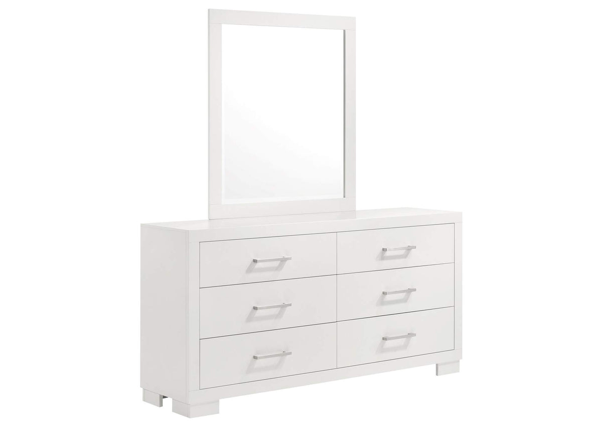 Jessica 6-drawer Dresser with Mirror Snow White