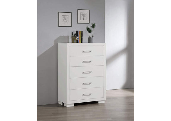 202995 Jessica 5-drawer Bedroom Chest Snow White