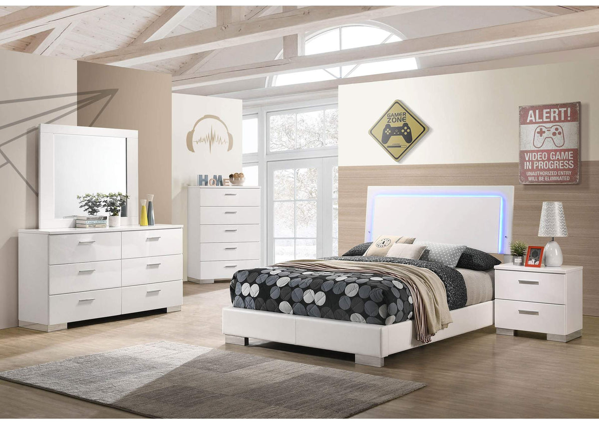 Felicity 5-piece Full Bedroom Set White High Gloss