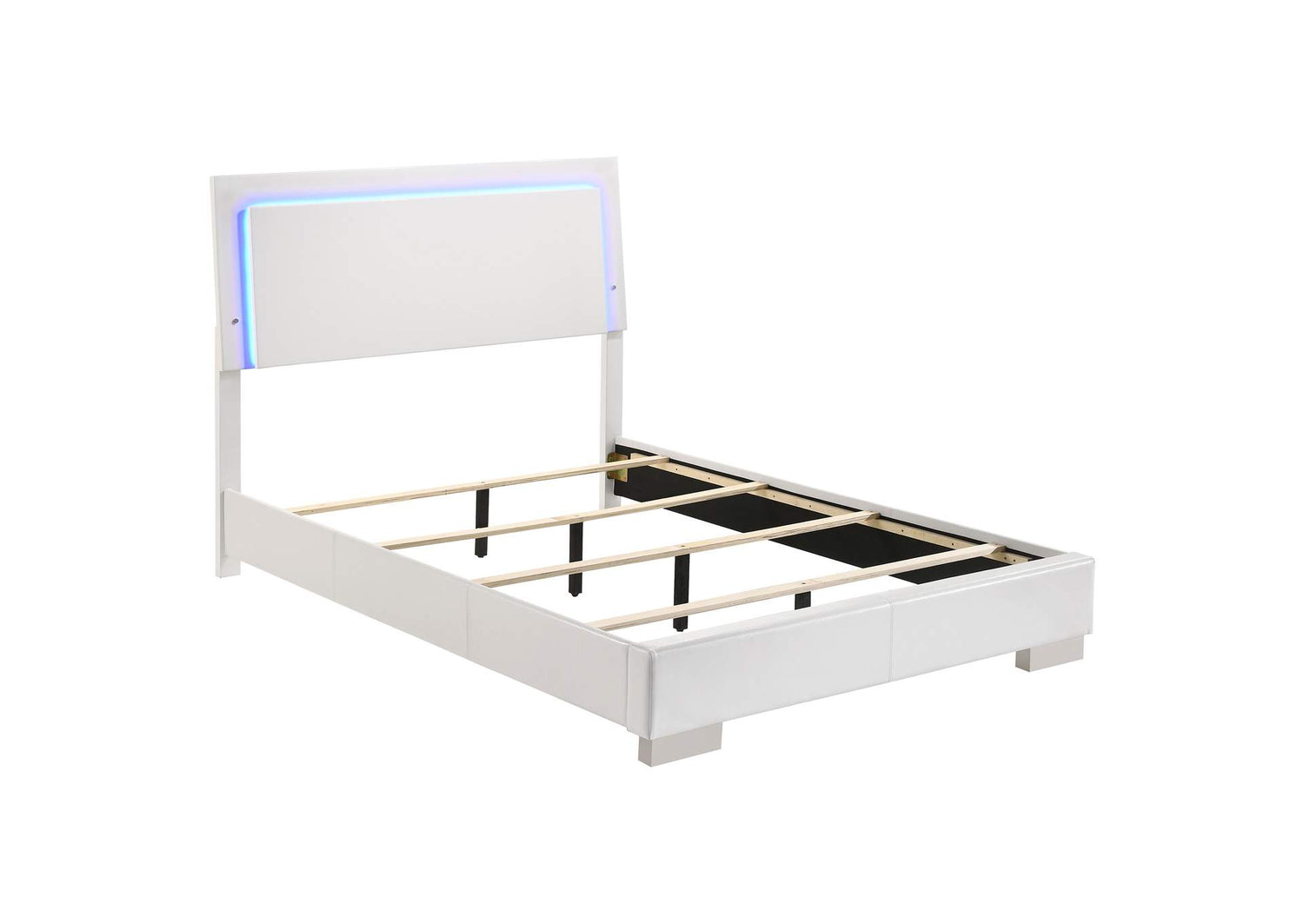 Felicity Wood Full LED Panel Bed White High Gloss