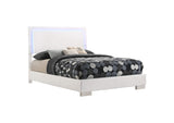 203500F Felicity Wood Full LED Panel Bed White High Gloss
