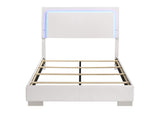 203500F Felicity Wood Full LED Panel Bed White High Gloss