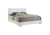 203500KE Felicity Wood Eastern King LED Panel Bed White High Gloss