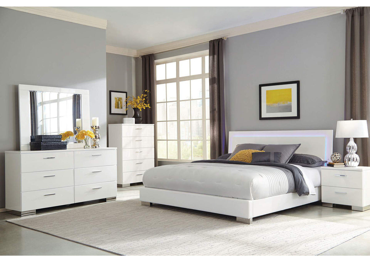 Felicity 5-piece California King Bedroom Set White Gloss