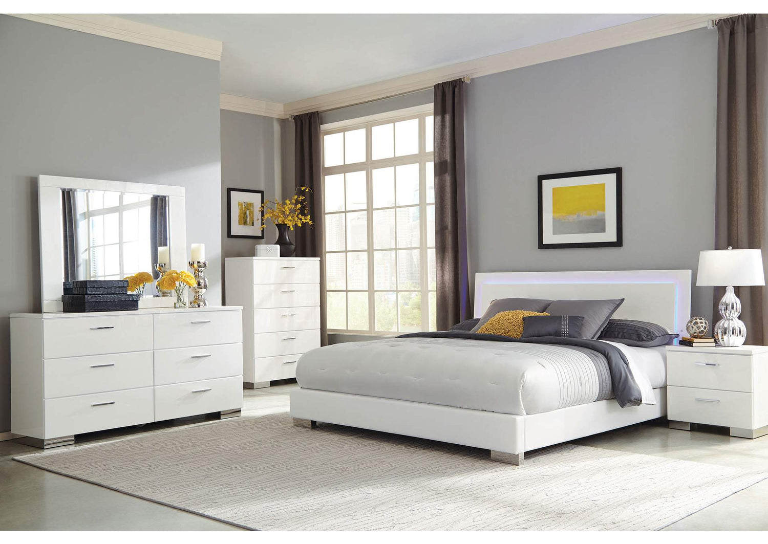 Felicity 5-piece California King Bedroom Set White Gloss