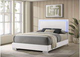 203500Q Felicity Wood Queen LED Panel Bed White High Gloss