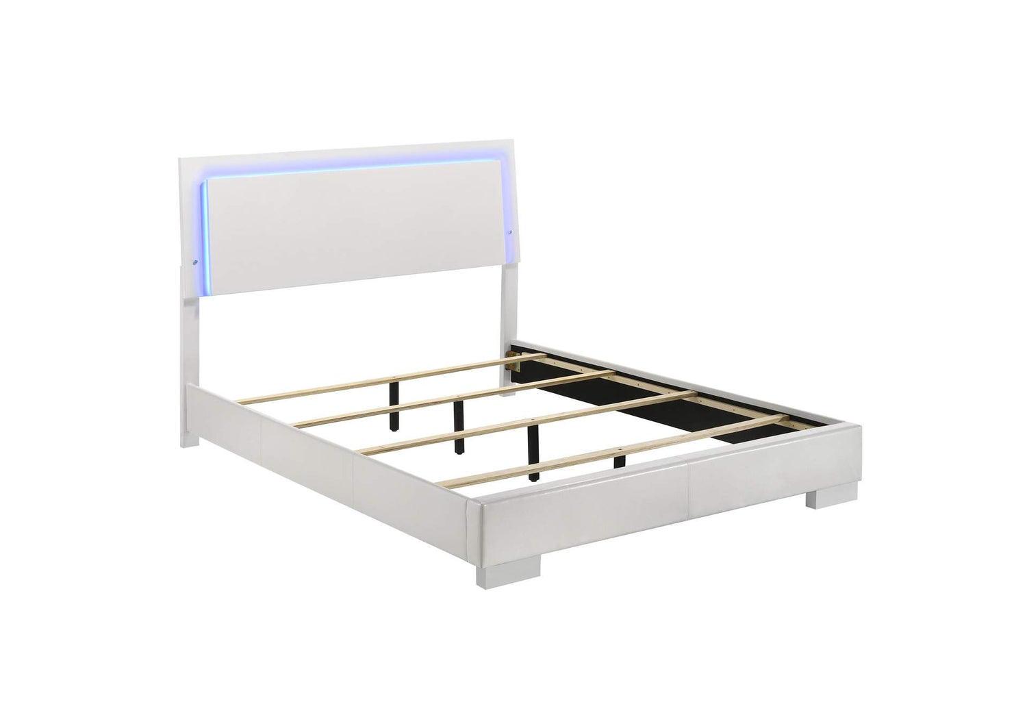 Felicity Wood Queen LED Panel Bed White High Gloss