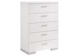 203500T-S5L Felicity 5-piece Twin Bedroom Set White High Gloss