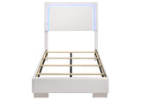 203500T Felicity Wood Twin LED Panel Bed White High Gloss