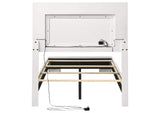 203500T Felicity Wood Twin LED Panel Bed White High Gloss