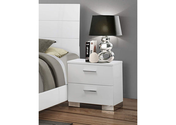 203502 Felicity 2-drawer Nightstand White High Gloss