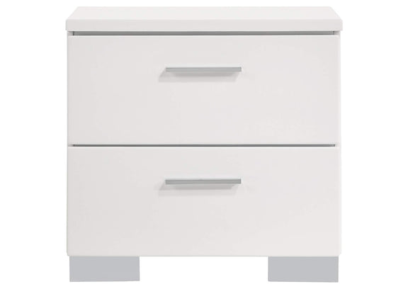 203502 Felicity 2-drawer Nightstand White High Gloss