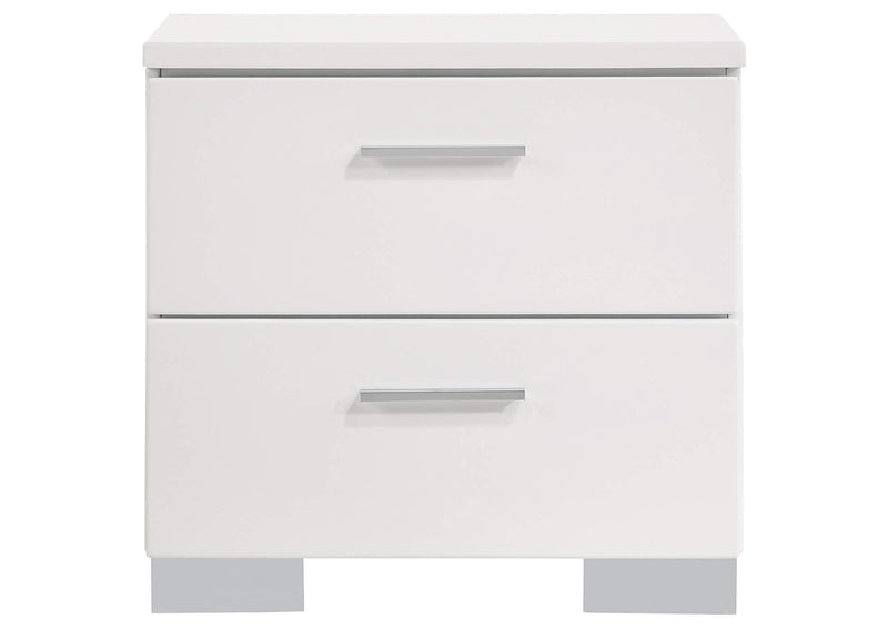 203502 Felicity 2-drawer Nightstand White High Gloss