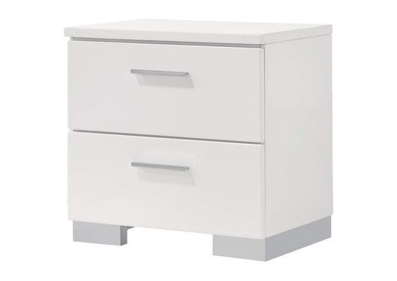 203502 Felicity 2-drawer Nightstand White High Gloss