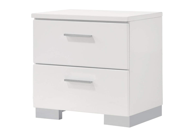 203502 Felicity 2-drawer Nightstand White High Gloss
