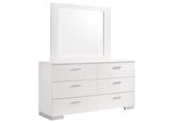Felicity 6-drawer Wood Dresser with Mirror White High Gloss