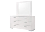 203503M Felicity 6-drawer Wood Dresser with Mirror White High Gloss