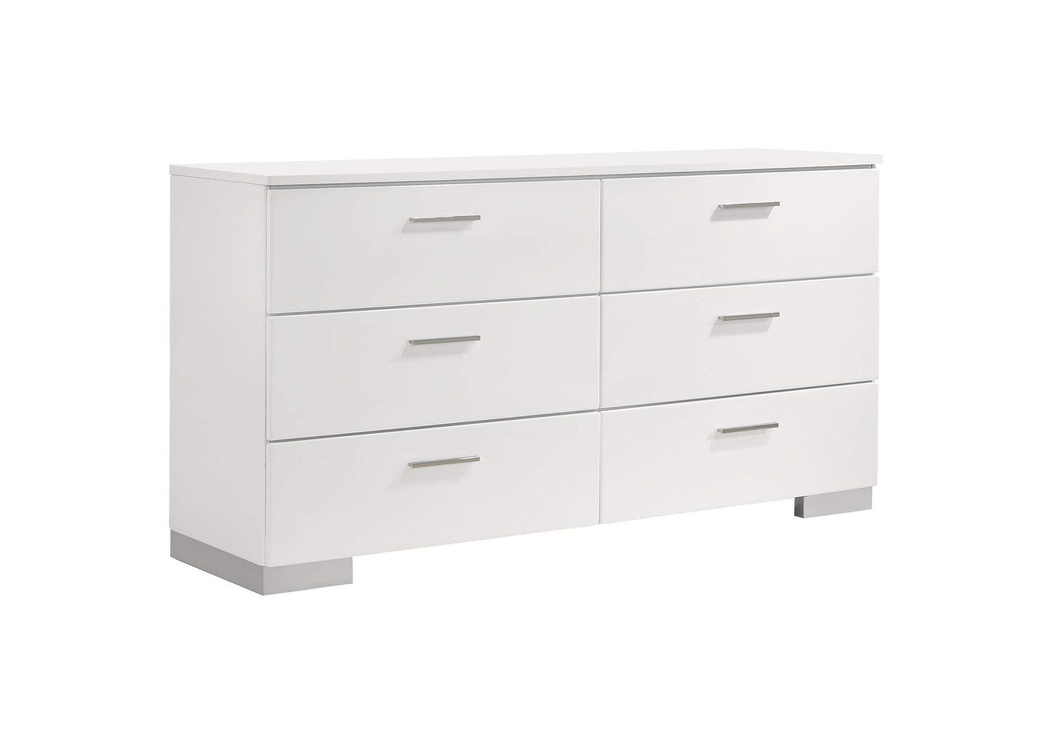 203503 Felicity 6-drawer Dresser White High Gloss