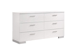 203503 Felicity 6-drawer Dresser White High Gloss