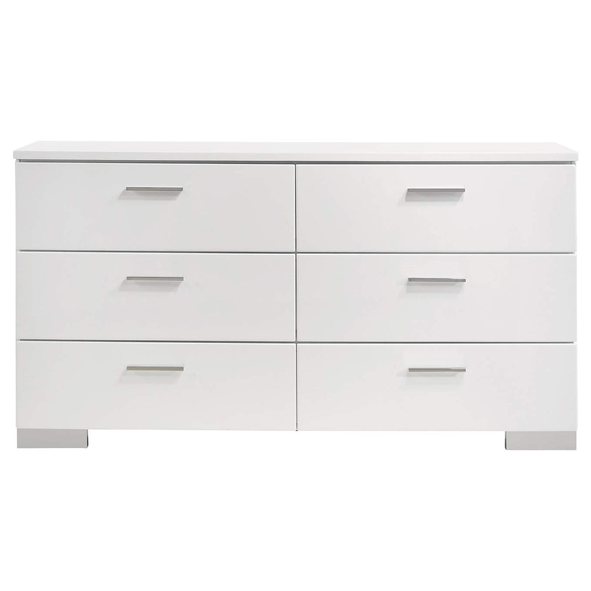 203503 Felicity 6-drawer Dresser White High Gloss