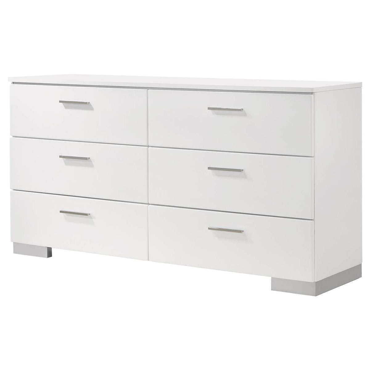 203503 Felicity 6-drawer Dresser White High Gloss